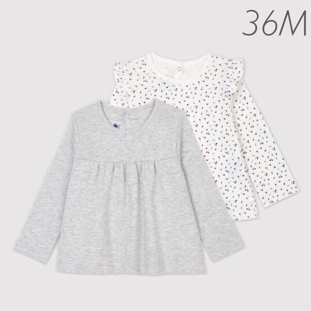 PETIT BATEAU(プチバトー)の新品未使用  プチバトー  長袖  カットソー  2枚組  36m キッズ/ベビー/マタニティのキッズ服女の子用(90cm~)(Tシャツ/カットソー)の商品写真