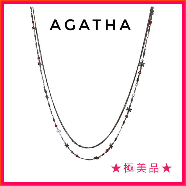 AGATHA(アガタ)の【みるく様専用】AGATHA アガタ　ネックレス　ブラック　レッド　雪の結晶 レディースのアクセサリー(ネックレス)の商品写真