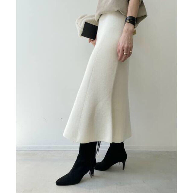 L'Appartement Knit Flare Skirt タグ付き 36 白レディース