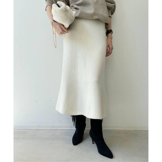 L'Appartement Knit Flare Skirt タグ付き 36 白レディース