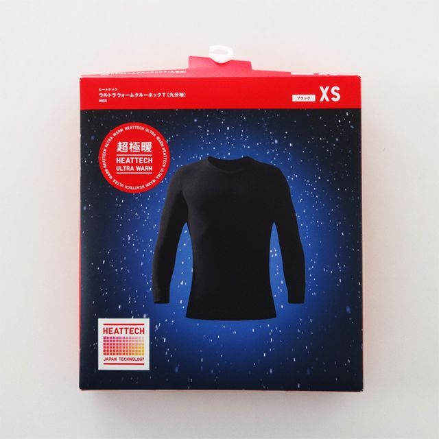 UNIQLO(ユニクロ)の☆新品☆超極暖 クルーネックT (九分袖) メンズXS ブラック メンズのトップス(Tシャツ/カットソー(七分/長袖))の商品写真