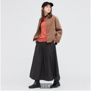 ユニクロ(UNIQLO)の完売品！UNIQLO ボリューム ロング スカート   ブラック L(ロングスカート)