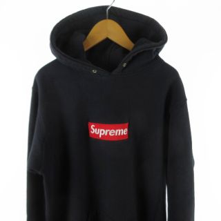 supreme  パーカー　L ネイビー　クラシックロゴ　シュプリーム　紺色