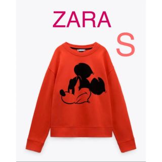 ザラ(ZARA)の新品 ZARA ザラ ディズニー ミッキー スェット レッド 赤 Ｓ(トレーナー/スウェット)