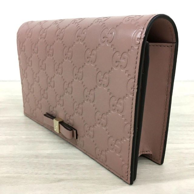未使用品 ピンク 223 GUCCI チェーンショルダーバッグ シマライン