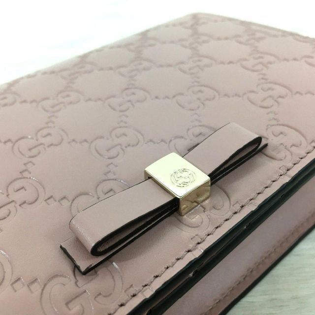 未使用品 ピンク 223 GUCCI チェーンショルダーバッグ シマライン