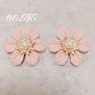 no.595 フラワー ピンク パール ビジュー ピアス、イヤリング(ピアス)