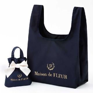 メゾンドフルール(Maison de FLEUR)のMaison de FLEURミニミニリボントート＆エコバッグNAVY未開封品(エコバッグ)