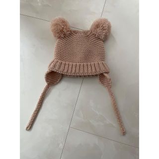 ザラキッズ(ZARA KIDS)のZARA キッズ　ポンポン付きニット帽　ピンク　ベビーガール　女の子(帽子)