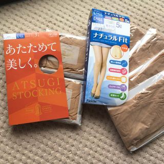 アツギ(Atsugi)のアツギ他　ストッキング計６足　光発熱加工　引きしめ　着圧　ベージュ L〜LL(タイツ/ストッキング)