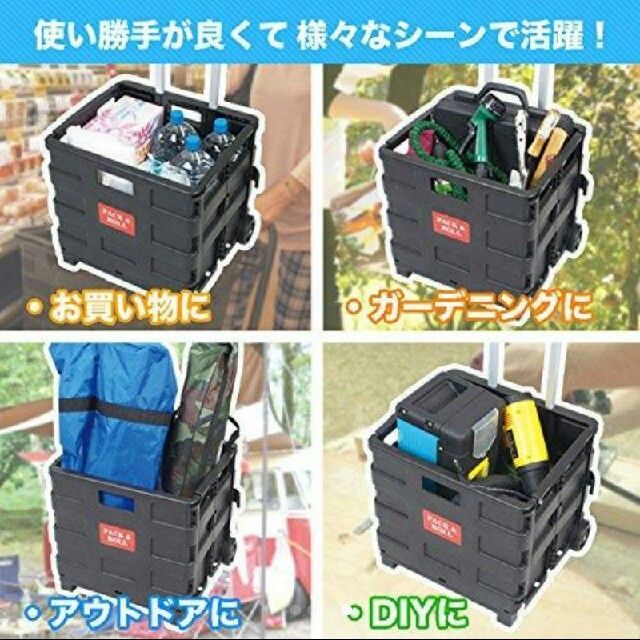 折りたたみコンテナ付きキャリー インテリア/住まい/日用品の日用品/生活雑貨/旅行(日用品/生活雑貨)の商品写真