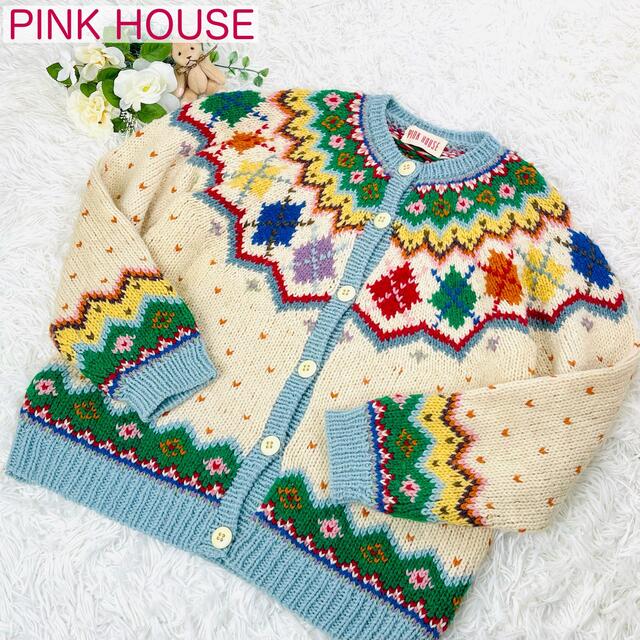 PINK HOUSE(ピンクハウス)の激レア PINK HOUSE ピンクハウス　ヴィンテージカーディガン　アーガイル レディースのトップス(カーディガン)の商品写真