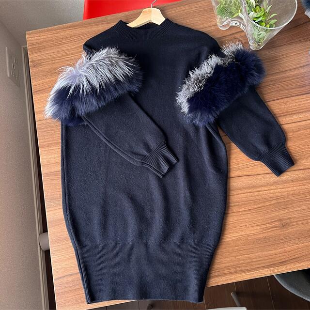 けます Chesty - ほぼ新品です☆Chesty ニットワンピース ファー