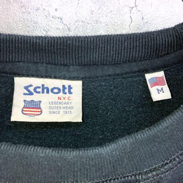 schott(ショット)の希少 90s ショット スウェット 刺繍ロゴ ブラック 美品 メンズのトップス(スウェット)の商品写真