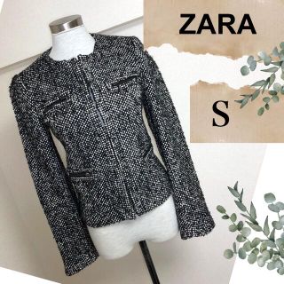 ザラ(ZARA)のZARA ザラ（S）袖口ファスナーのノーカラージャケット (ノーカラージャケット)