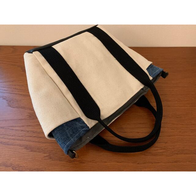  denim×帆布mix☆4Pocket tote bag ハンドメイドのファッション小物(バッグ)の商品写真