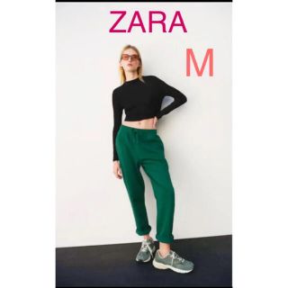 ザラ(ZARA)の新品 ZARA ザラ ジョガーパンツ 裏起毛スエットパンツ グリーン M(トレーナー/スウェット)