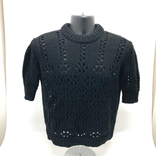 ミュウミュウ(miumiu)のミュウミュウ トップス 半袖 セーター アパレル シンプル デート 服 ブラック(ニット/セーター)