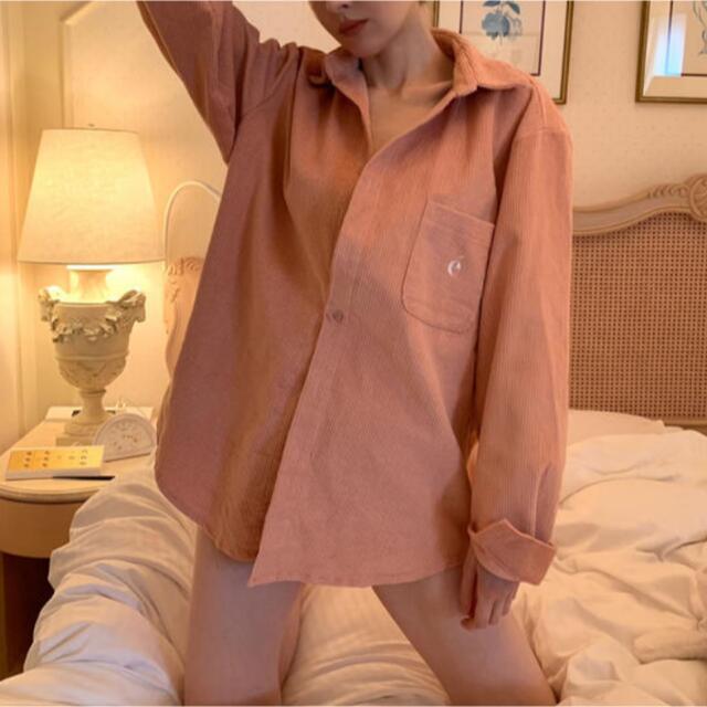 epine é logo corduroy big shirt pink