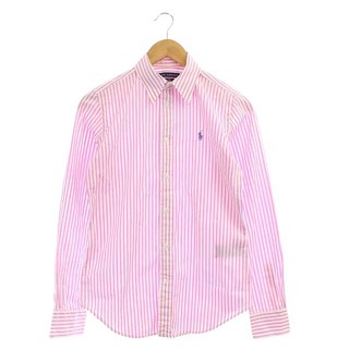 ラルフローレン(Ralph Lauren)のラルフローレン シャツ 長袖 ストライプ 刺繍 S ピンク 白(シャツ)