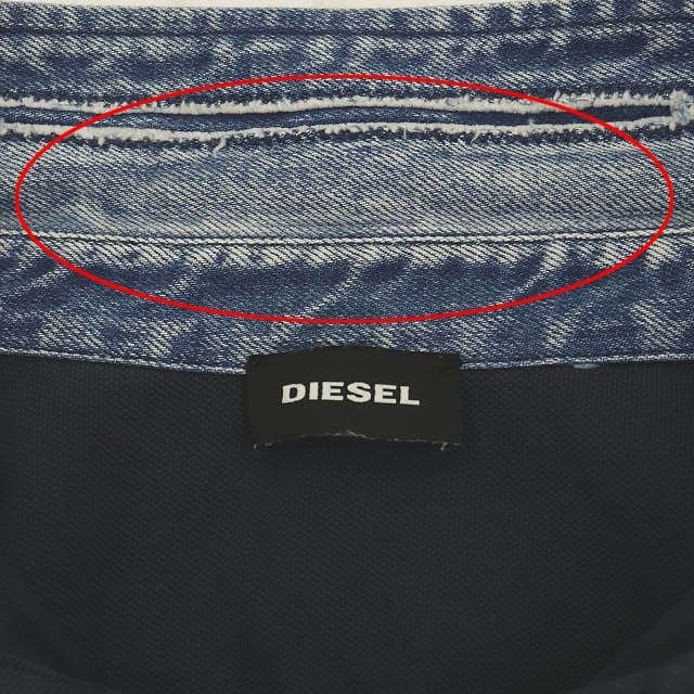 DIESEL(ディーゼル)のディーゼル ポロシャツ 半袖 デニム切替 ダメージ加工 ロゴワッペン メンズのトップス(ポロシャツ)の商品写真