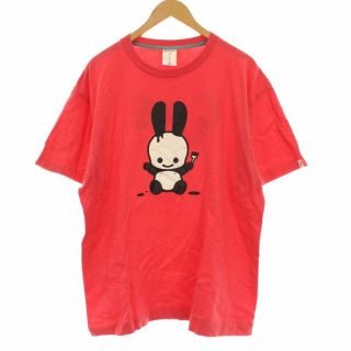 キューン(CUNE)のキューン Tシャツ カットソー うさぎ ウサギ プリント 丸首 XL ピンク(Tシャツ/カットソー(半袖/袖なし))