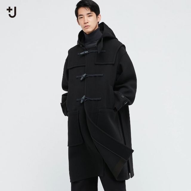 UNIQLO +J ウールオーバーサイズダッフルコート ブラック L | フリマアプリ ラクマ