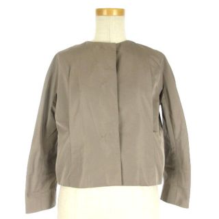 ジルサンダー(Jil Sander)のジルサンダー ノーカラー ジャケット シルクミックス 34 グレージュ(ノーカラージャケット)