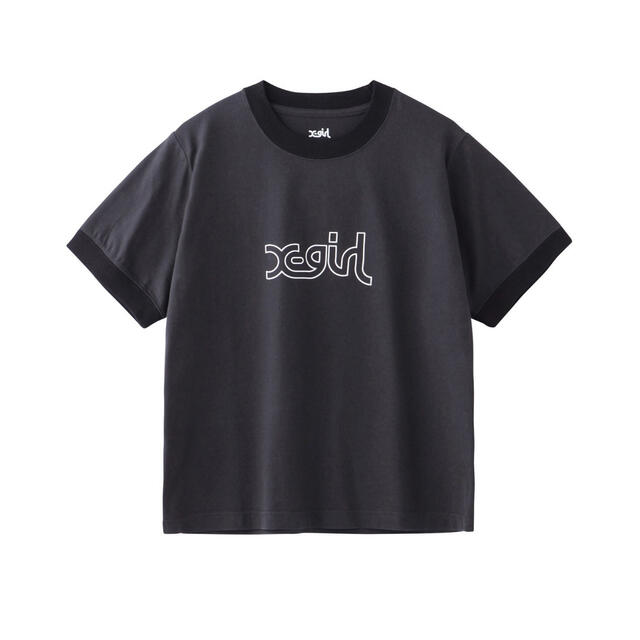 X-girl(エックスガール)のX-girl MILLS LOGO S/S RINGER TEE レディースのトップス(Tシャツ(半袖/袖なし))の商品写真