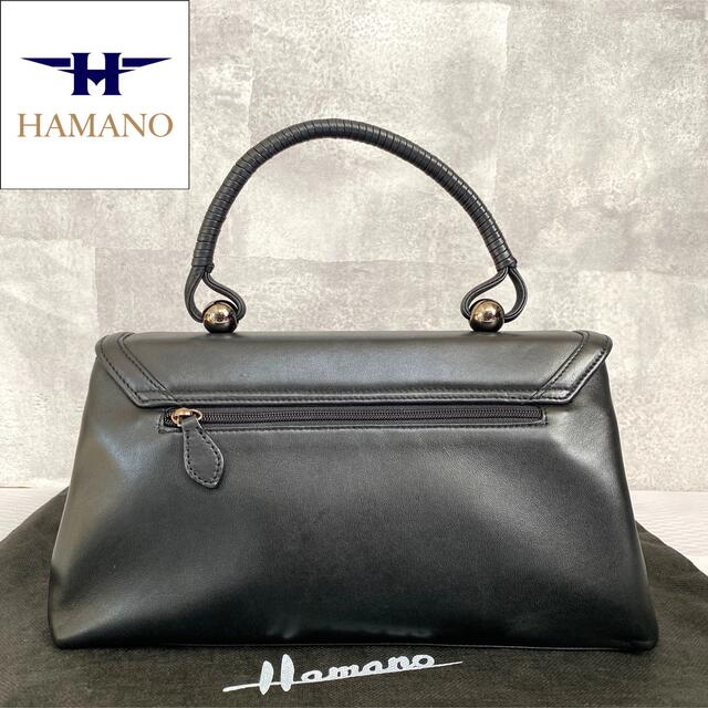 【美品】HAMANO 濱野皮革工藝 皇室御用達 ロイヤルモデル 黒 ハンドバッグ