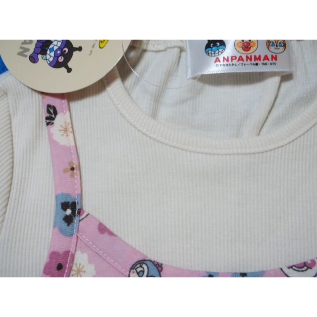 アンパンマン(アンパンマン)の新品　90cm　アンパンマン　2021フェイクキャミ長袖Tシャツ　ピンク キッズ/ベビー/マタニティのキッズ服女の子用(90cm~)(Tシャツ/カットソー)の商品写真