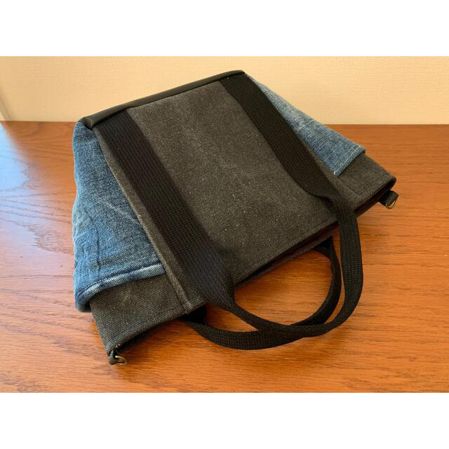  denim×dark gray☆4Pocket tote bag ハンドメイドのファッション小物(バッグ)の商品写真