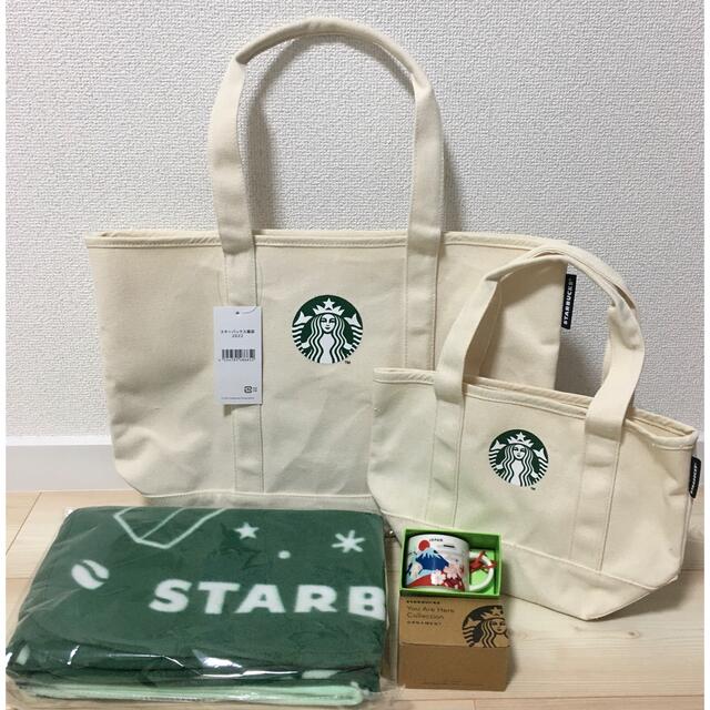 Starbucks Coffee(スターバックスコーヒー)の新品スターバックス　4点セット　トートミニトートバッグ　ブランケット　マグ レディースのバッグ(トートバッグ)の商品写真