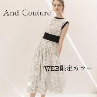 美品 And Couture 着痩せドット柄のワンピース