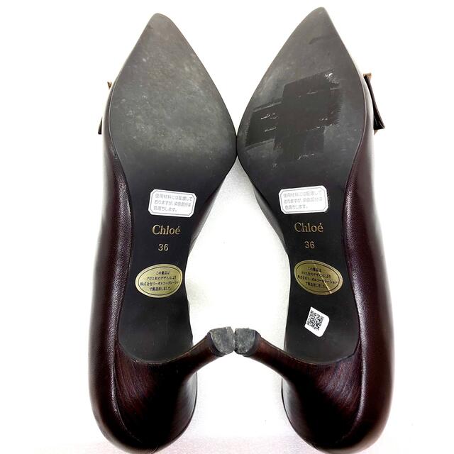 Chloe(クロエ)のChroe クロエ レザーパンプス クローズトゥ ブラウン 23.0cm レディースの靴/シューズ(ハイヒール/パンプス)の商品写真