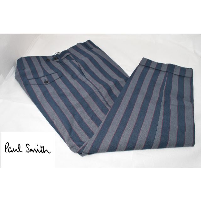 Paul Smith(ポールスミス)の新品☆Paul Smith ストライプ トラウザース 紺＆灰☆XLサイズ メンズのパンツ(スラックス)の商品写真