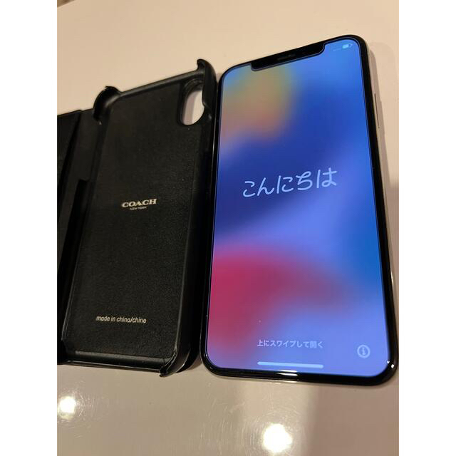 iPhone X  256 GB  シルバー　coach 黒　ケース　セット