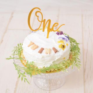 ケーキトッパー　グリーン飾り　1歳　ONE(その他)