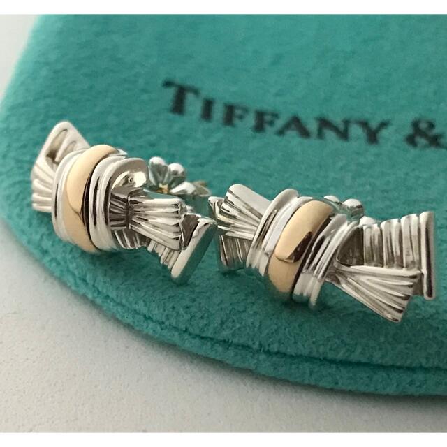 Tiffany ヴィンテージリボン コンビ ピアス希少美品