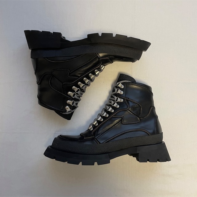 新品 JIL SANDER Black Lace-Up Ankle Boot