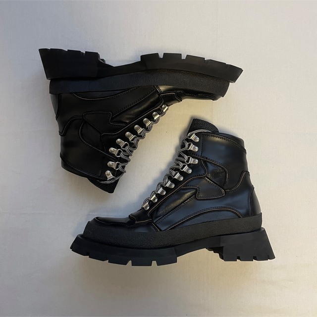 Jil Sander(ジルサンダー)の新品 JIL SANDER Black Lace-Up Ankle Boot メンズの靴/シューズ(ブーツ)の商品写真