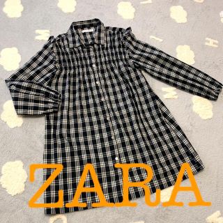 ザラキッズ(ZARA KIDS)のお値下げ中！美品　ザラ　ZARA チェック長袖ワンピース　キッズ(ミニワンピース)