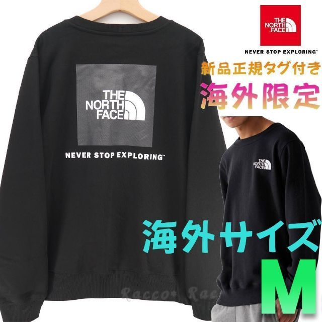 限定ザノースフェイス　north face 海外M スウェットロゴトレーナー　黒