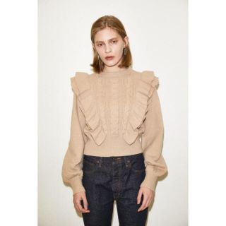 マウジー(moussy)の【moussy・マウジー】RUFFLE SHOULDER ニットトップ(ニット/セーター)