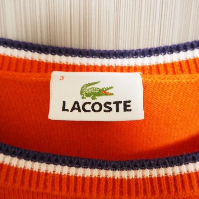 【Uネック】ラコステ　LACOSTE メンズ　コットンニット　M オレンジ