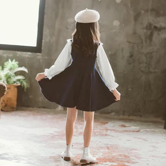 在庫処分⭐️　新品♪ 120 長袖 ワンピース ネイビー 女の子 キッズ 子供服 キッズ/ベビー/マタニティのキッズ服女の子用(90cm~)(ワンピース)の商品写真