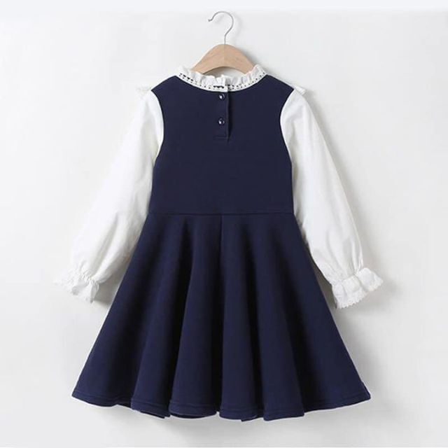 新品♪ 130 長袖 ワンピース ネイビー 女の子 キッズ 子供服 キッズ/ベビー/マタニティのキッズ服女の子用(90cm~)(ワンピース)の商品写真