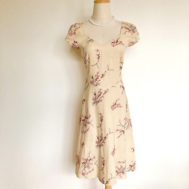 トッカ TOCCA 花柄 ワンピース イエローベージュ 1