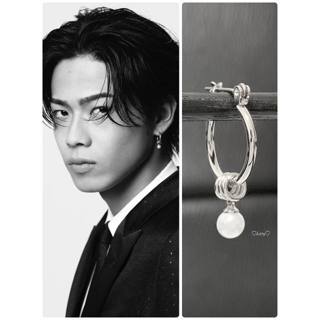 コムドット やまと 着用タイプ!!【ワンポイントパールピアス 1個 コムドット やまと 着用タイプ!!【ワンポイントパールピアス 1個