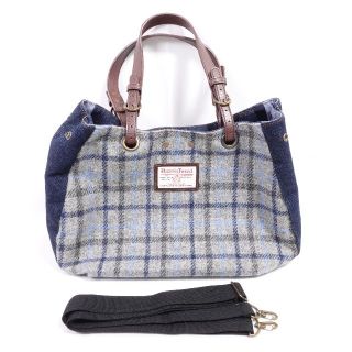 ハリスツイード(Harris Tweed)のHARRIS TWEED　ハンドメイドトートバッグ　レディース　グレー/チェック(トートバッグ)